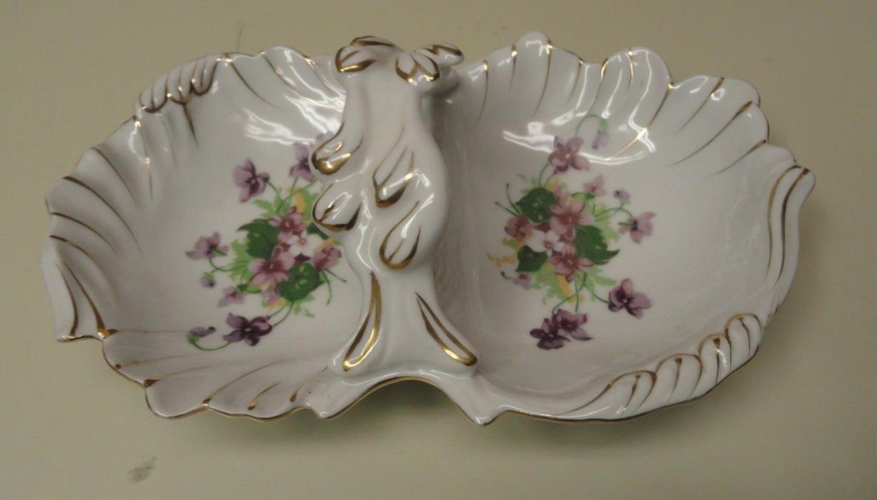 Norcrest Fine China Handled Tray / Dish - Sweet Violets 8/609