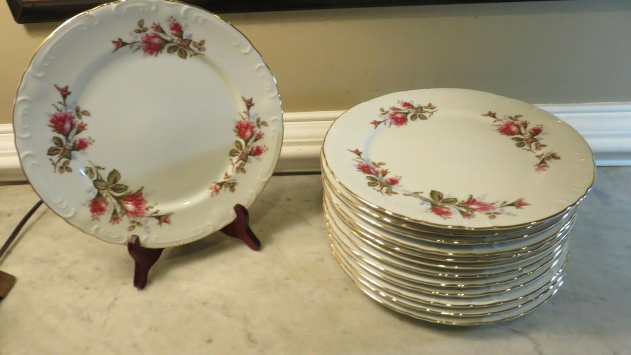 Grant Crest Fine China Royal Rose Dinner Plate - Set of 13