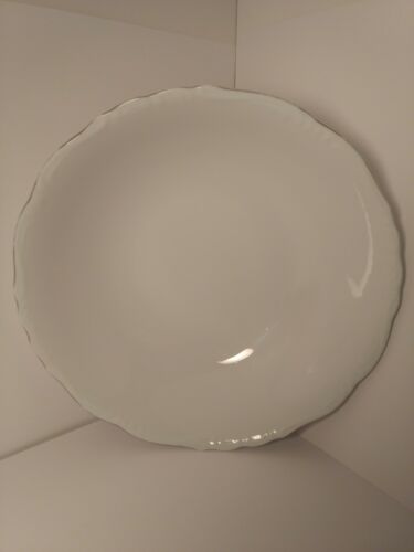 Rare Vintage Fine China K 3833 Japan Salad Bowl White Porcelain Platinum Trim