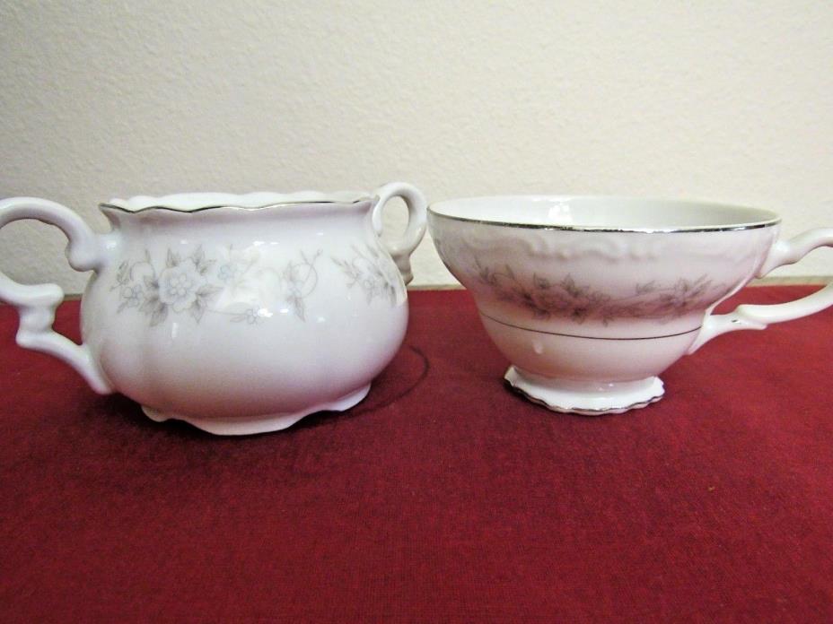 Crest Wood Ivy Mist Cup and Sugar Bowl Set Pattern 1300 Japan