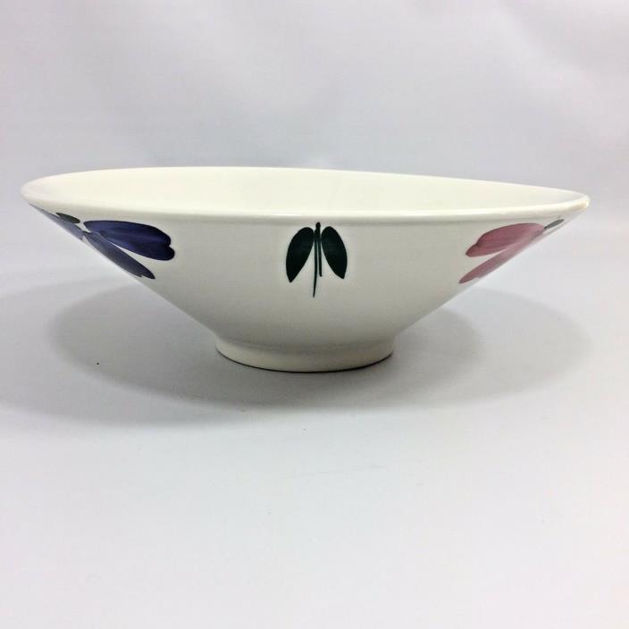 Furio Large Salad / Pasta Serving Bowl White Blue Pink Floral Design