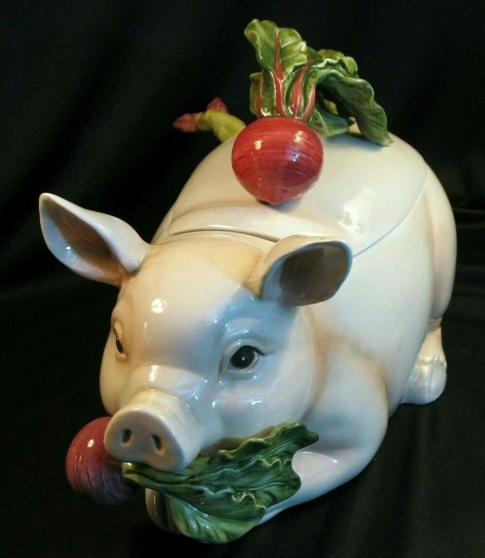 Hand Crafted Fitz & Floyd French Market Pig Soup Tureen w/ Lid & Ladle