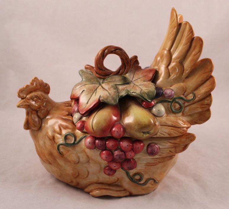 Fitz & Floyd Classics Tuscan Villa Hen Rooster Covered Vegetable Serving Bowl