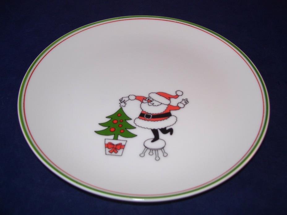 Vtg Fitz & Floyd Variations Christmas Santa Trimming Tree Salad Dessert Plate FF