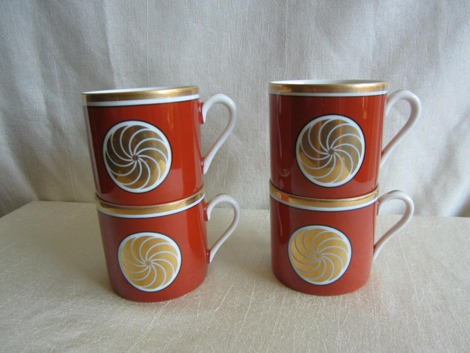 Fitz and Floyd Medaillon D'Or Orange Set of 4 Cups 1976