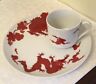 Fitz & Floyd TEMPLE DRAGON Red White Snack Plate & Cup