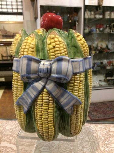 Fitz & Floyd Vegetable Canister Cookie  Jar Corn Tomato Size 5 1/2 x 10”