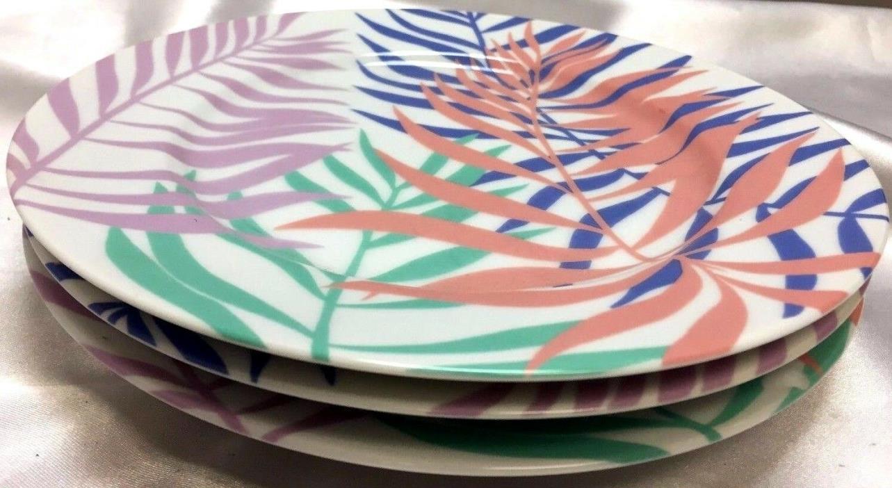 Rare Fitz and Floyd Set of 3 Palmetto Salad Plates Fine Porcelain Japan 337 7.5