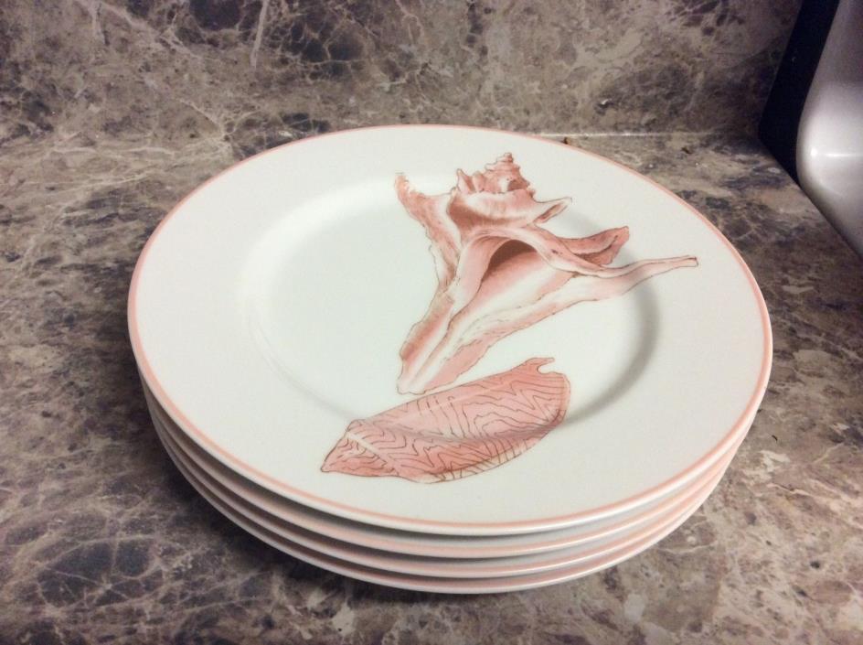 Set of 4 Fitz and Floyd FF Coquille Pink Seashell 7 1/2 inch Lunch Salad Plates