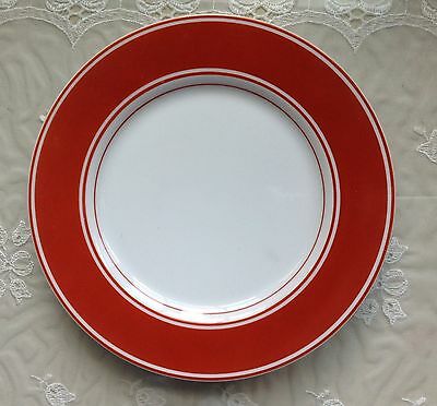 FITZ & FLOYD RONDELET Red  Banded Porcelain Plate  7 1/2