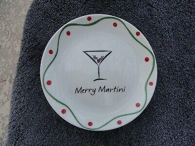 Boston Warehouse Merry Sloshmas Martini Glass White Canape / Snack Plate 0883