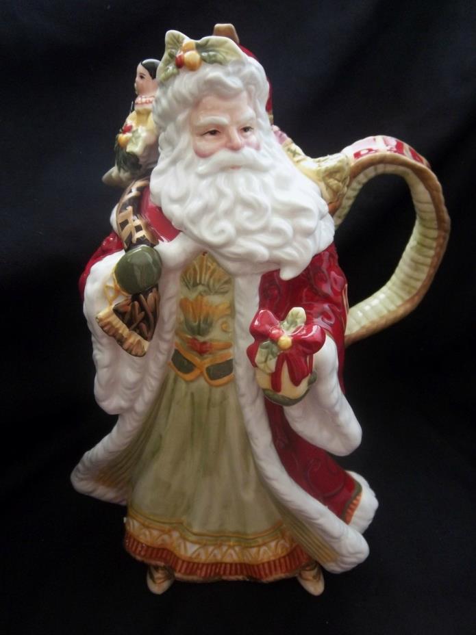 Festive Fitz & Floyd Damask Holiday Santa Figural Pitcher-NIB-Hard to Find
