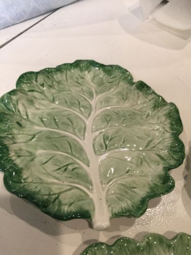Fitz and Floyd set of three Leaf Shaped Dish Plates stoneware
