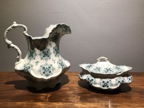 Antique GRINDLEY SYRIAN: WATER PITCHER & COVERED SOAP DISH ENGLAND