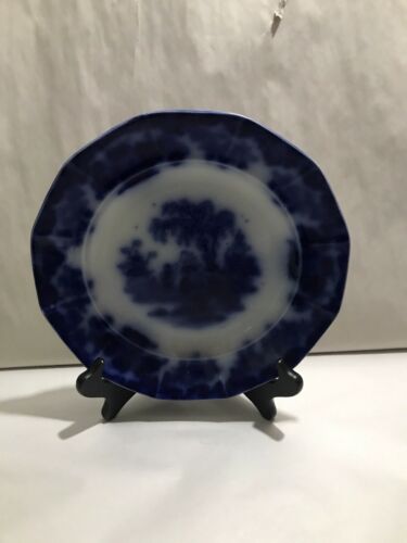 Antique Alcock Flow Blue 9 1/2 In Dinner Plate Scinde Pattern #1