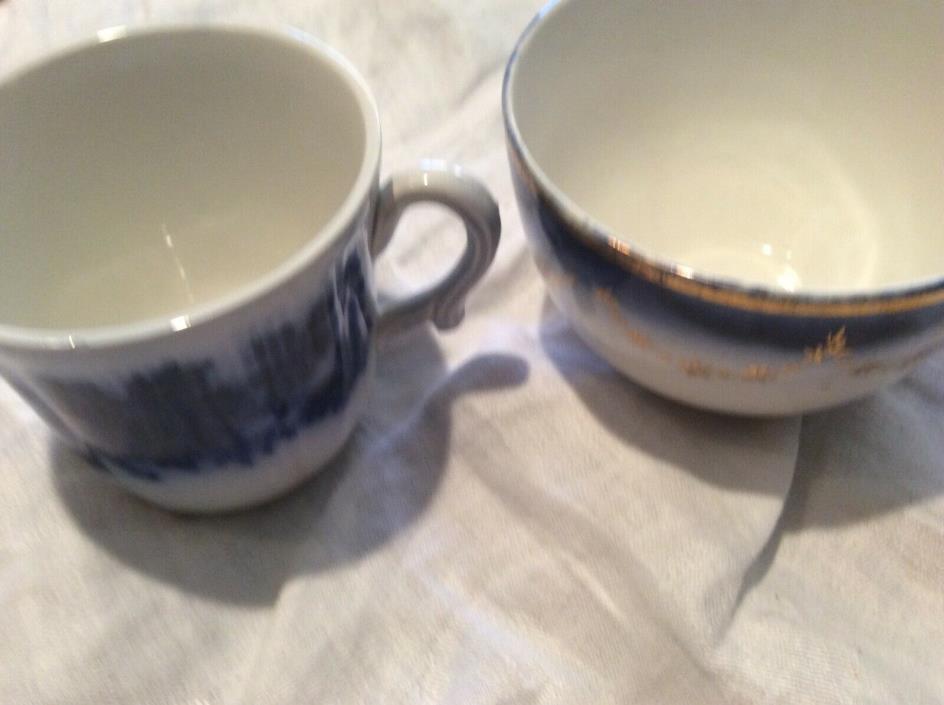 2 Vintage Flow Blue Cups