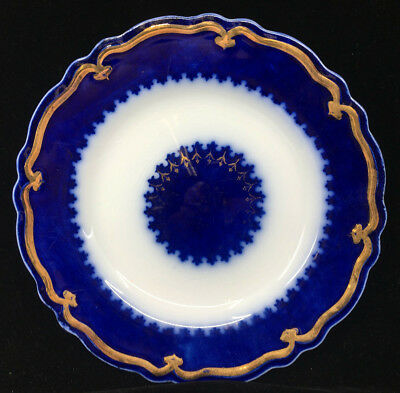 Flow Blue Plate Antique #B2 The Marquis Luncheon Center Decal WH Grindley Gold