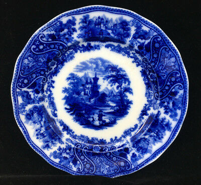 Flow Blue Plate Antique Middleport Pottery England Nonpareil Burgess Leigh 8 5/8