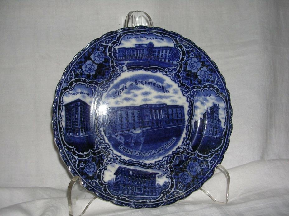 Antique Views of Springfield Mo. Plate - Beautiful Flow Blue