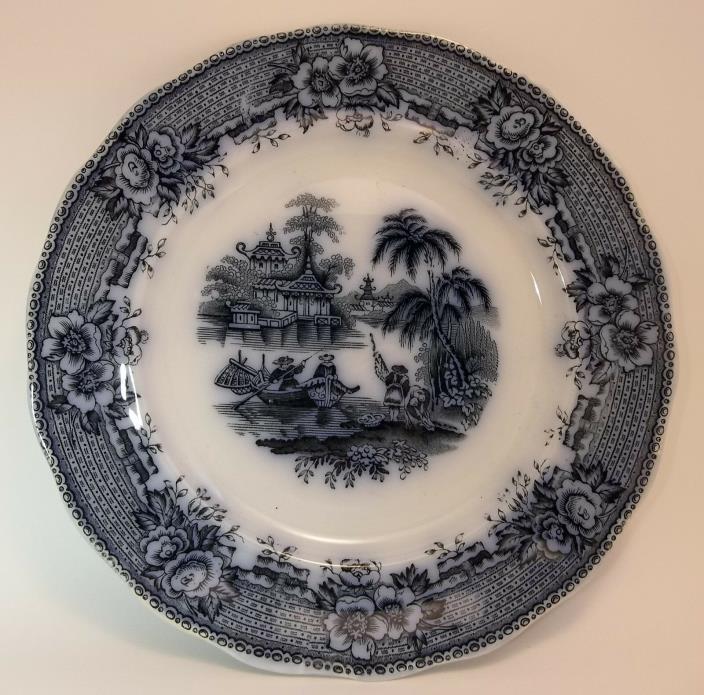 Antique Burmese W Cobalt Flow Blue Cabinet Plate England Porcelain