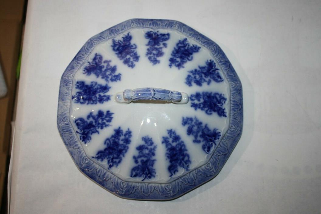 Antique Flow Blue Unknown Replacement Chamber Pot Lid 6.5