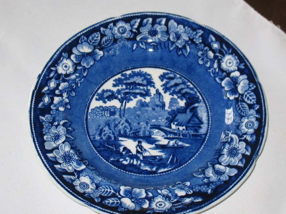 Antique Flow Blue George Jones Wild Rose Plate 8.5  1784's