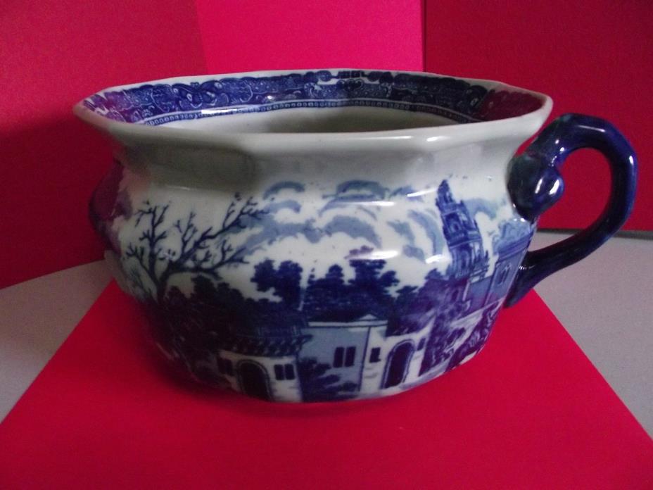 FLOW BLUE DECORATIVE CHAMBER POT PLANTER BOWL, 8.5