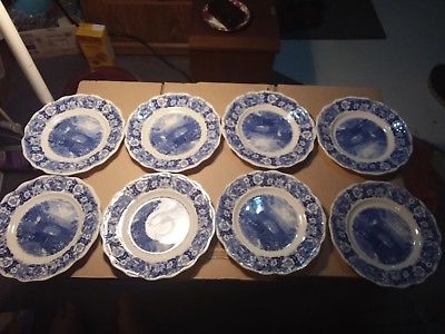 8 PLATES  - FLOW BLUE - 