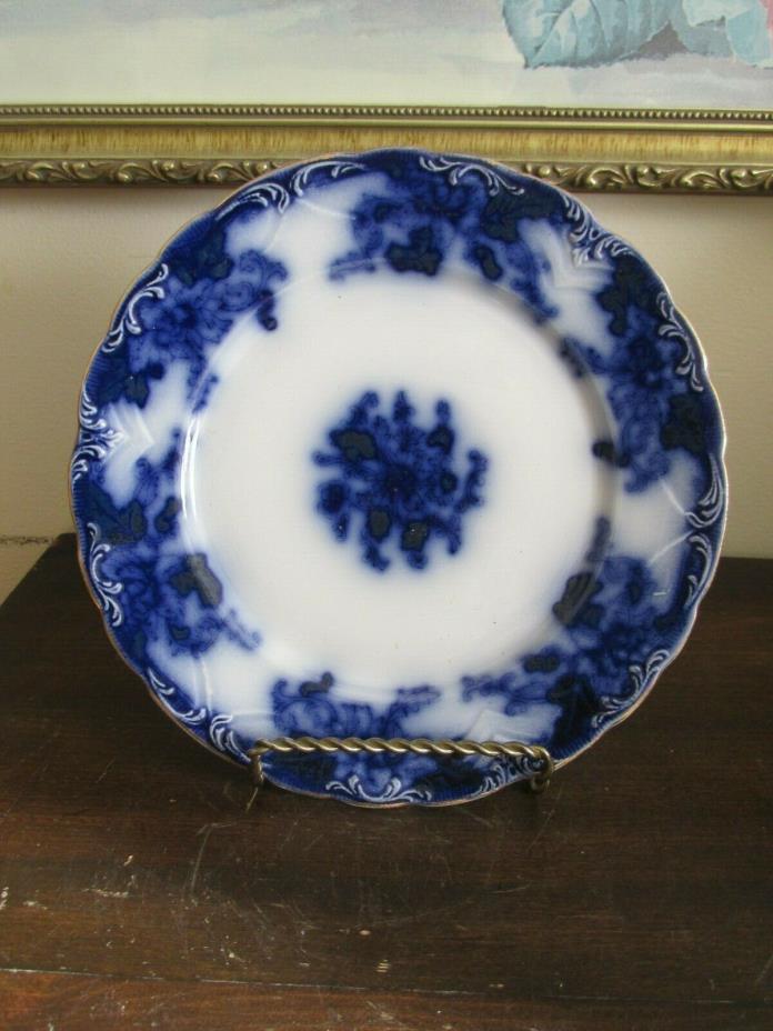 Antique Thos Hughes & Son Semi Porcelain England Flow Blue Plate 8