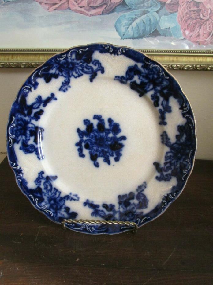 Antique Thos Hughes & Son Semi Porcelain England Flow Blue Plate 9