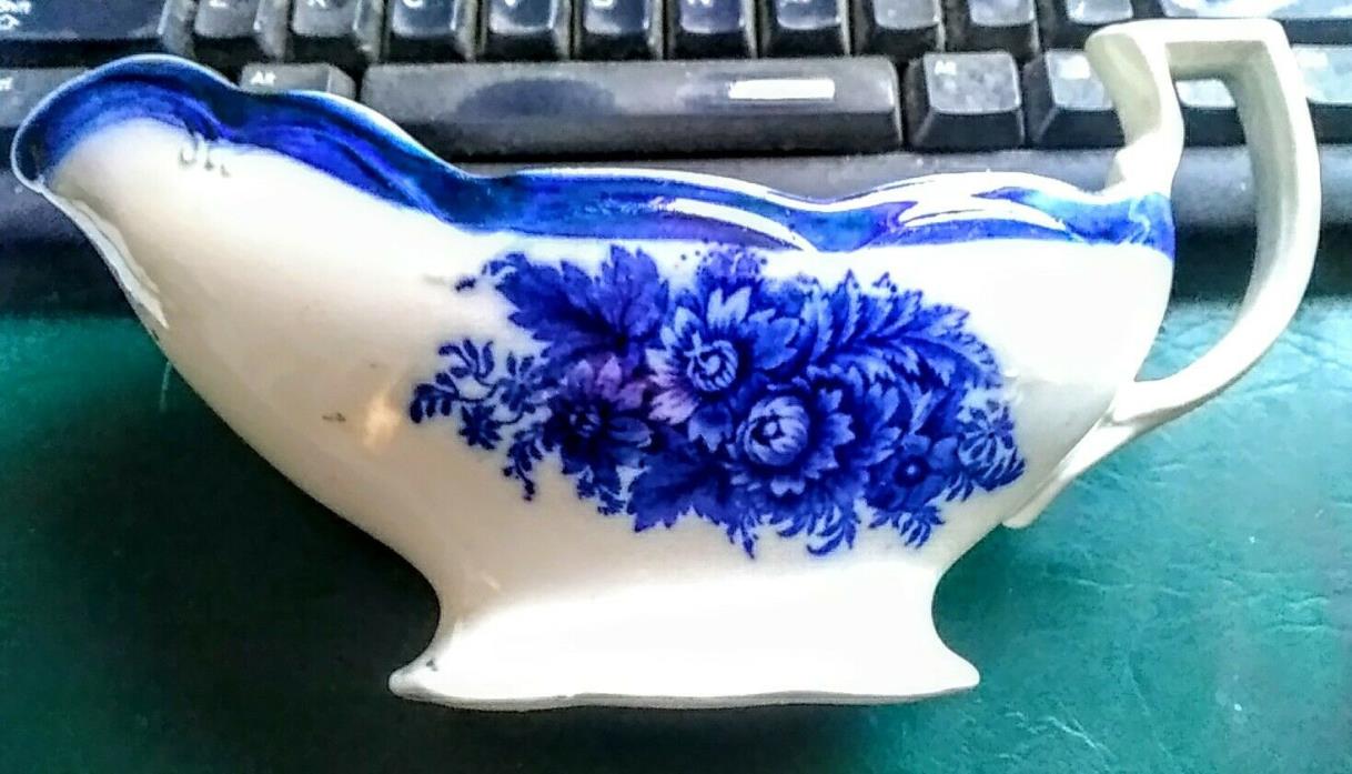 Vintage Vernon Mellor & Co Flow Blue Gravy Boat