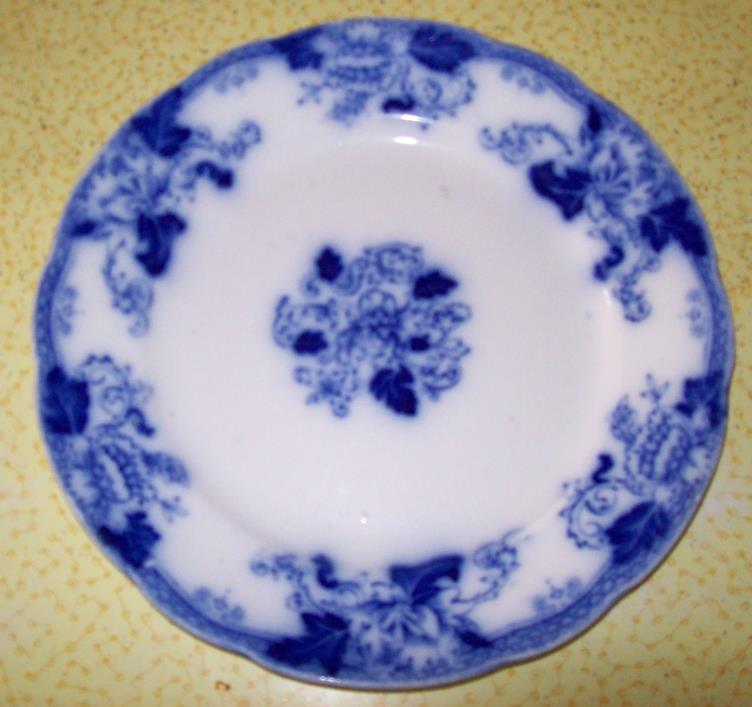 Antique Flow Blue Plate John Maddock Sons England Roseville Dinner Plate