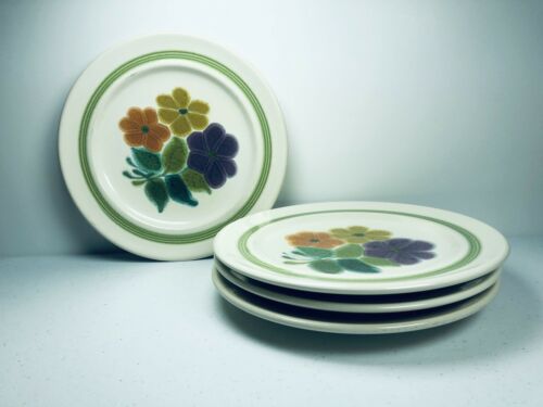 Franciscan Earthenware Interpace Floral Salad Plate SET OF 4 USA 70s Mid Century