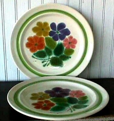 **FLORAL (2) 10 ½” DINNER PLATES FRANCISCAN CHINA 1971-1977 #4 MS29-G