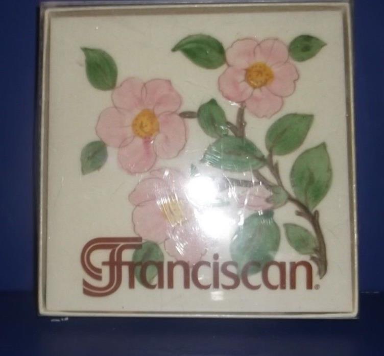 Franciscan Desert Rose Trivet or Tea Tile in Original Box, Made in USA