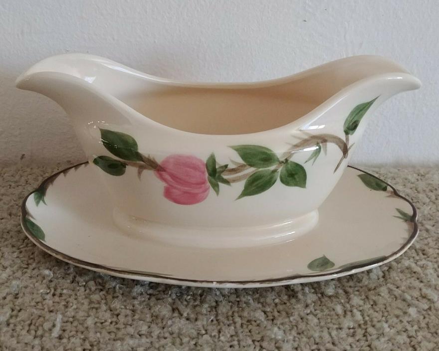FRANCISCAN DESERT ROSE GRAVY / SAUCE BOAT W/ ATTACHED PLATE MADE IN USA