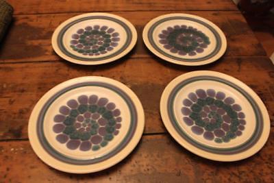 4 Vintage Franciscan Earthenware Moondance Purple and Blue Salad Plates 8 1/2