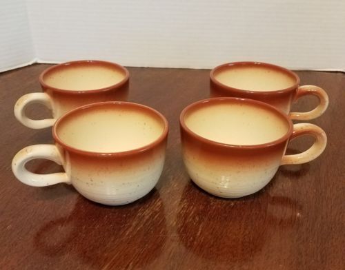 Set of 4 Flat Cups Franciscan COUNTRY CRAFT - RUSSET BROWN speckled