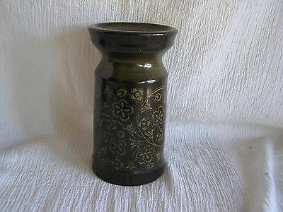 Vintage Franciscan Madeira USA Green Tan Floral Scroll Candlestick Candle Holder