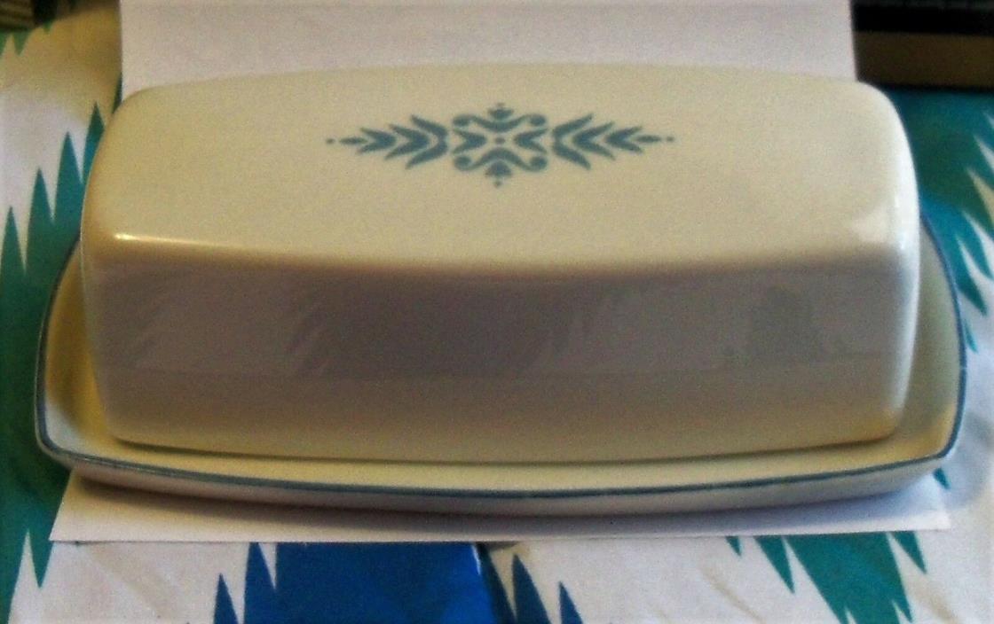 FRANCISCAN Family China MEDALLION Blue covered BUTTER DISH vintage MCM retro HTF