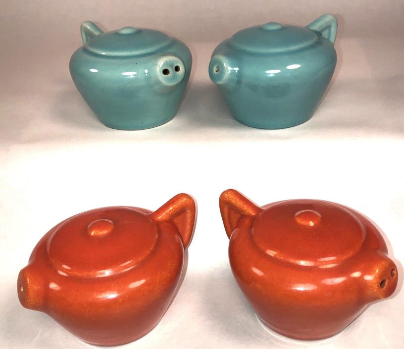 Franciscan Pottery Sperry Flour Vintage TWO Teapot Salt & Pepper Shaker Sets