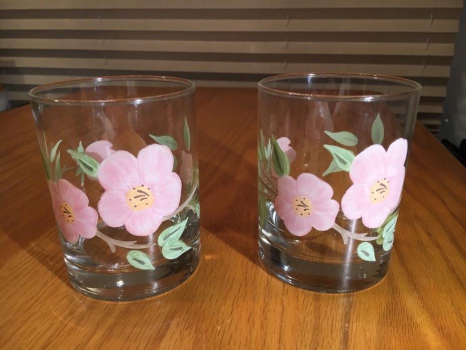 VINTAGE PAIR OF  DESERT ROSE DOUBLE OLD FASHIONED GLASSES TUMBLERS