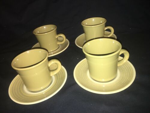 Franciscan Earthenware Coffee Mugs/Cups & Saucers Pebble Set Of Four Mid Century