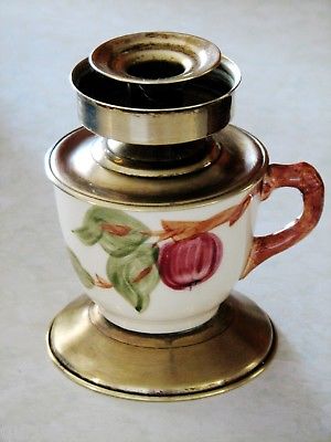 Franciscan APPLE Candleholder from Coffee Cup - Brass Tone Base