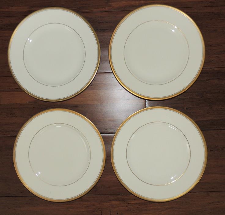 Monticello Old Ivory Gold Band China 4 Luncheon Sandwhich Plates Dessert Cake