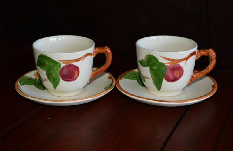 Franciscan Apple Pattern Teacups and Saucers Made In England Set of 2