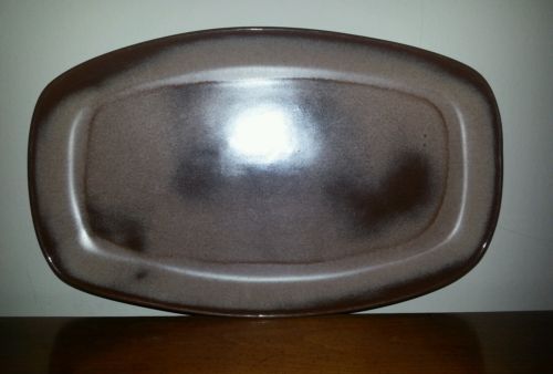 Frankoma Pottery LAZY BONES BROWN SATIN Oval Serving Platter ~ 5QS ~ 13.5