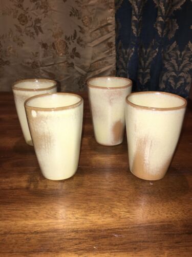 Frankoma Pottery Set Of 4 Plainsman - 5L DESERT GOLD TUMBLERS / Glasses EC