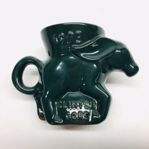 Frankoma 1993 Clinton Gore Democrat Party Donkey Green Art Pottery Mug