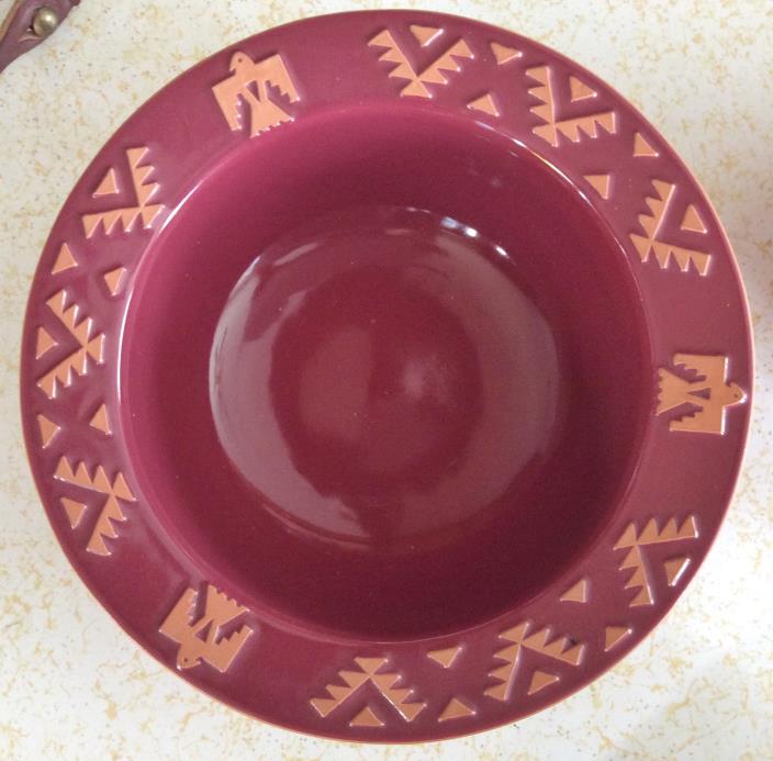 Frankoma Pottery NATIVE AMERICAN Southwest Thunderbird Cabernet Maroon 10